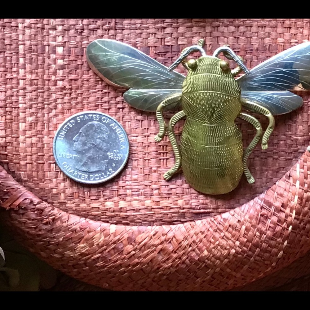 Courtney Peterson Pin Signed Vintage Brass/Sterling Bee Brooch / Pendant - Picture 4 of 5